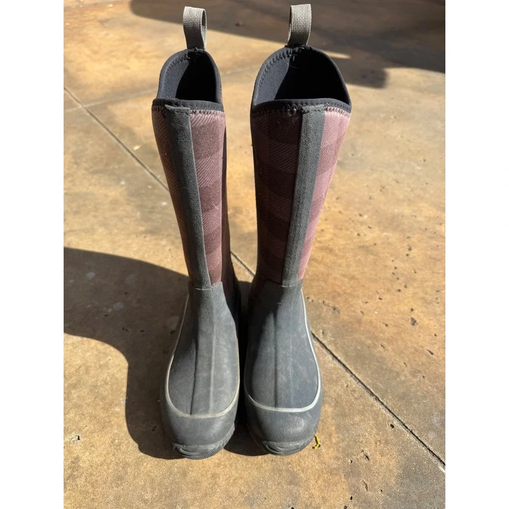 Muck Boot Company Womens Hale Rain Boots Plum Buffalo Plaid Waterproof Size 6